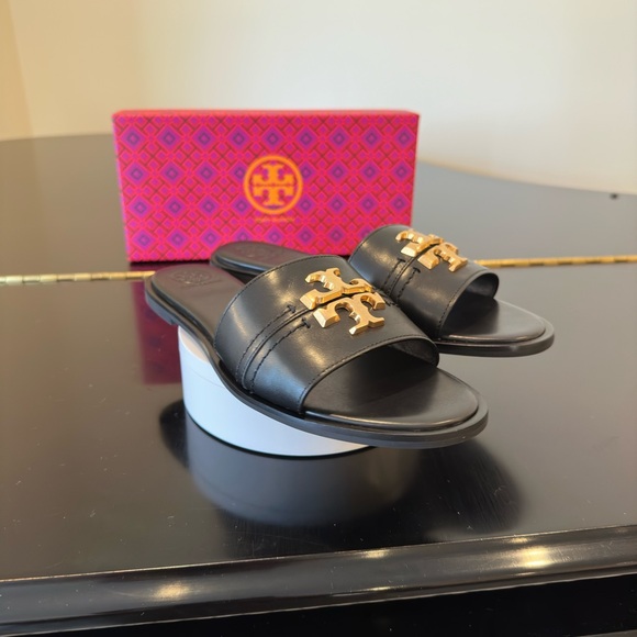 NWT Luxury Spring Summer Beach Authentic RARE Tory Burch Black Everly Slide/Shoe - Picture 11 of 17